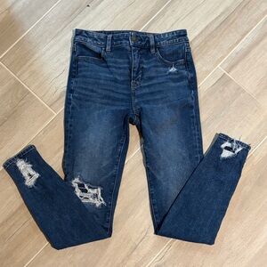 American Eagle Outfitters Dark Blue Distressed Skinny Jeans